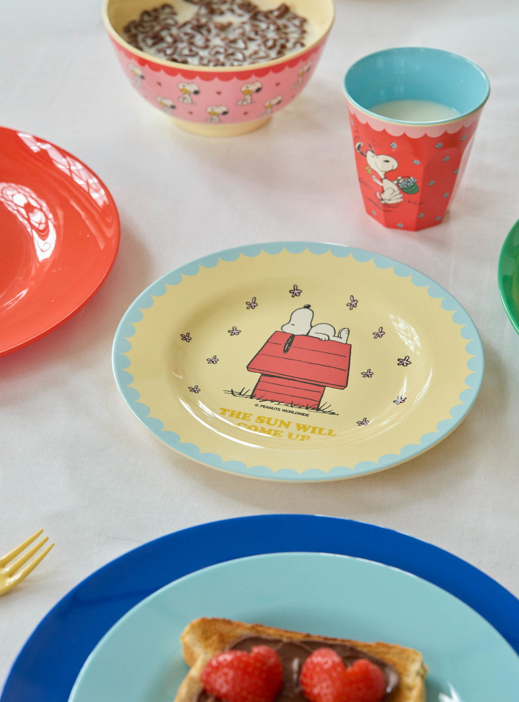 Piatto frutta Snoopy crema