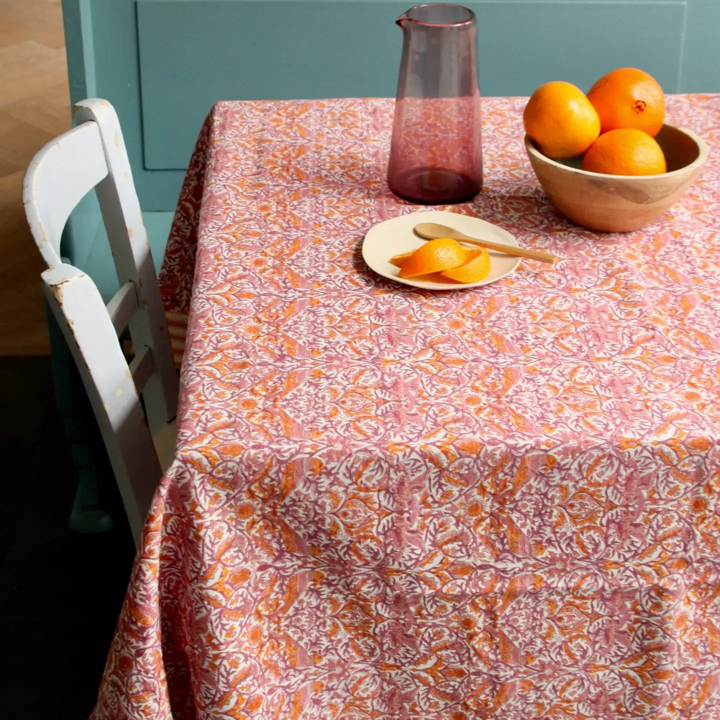 Tovaglia in cotone stampata a mano