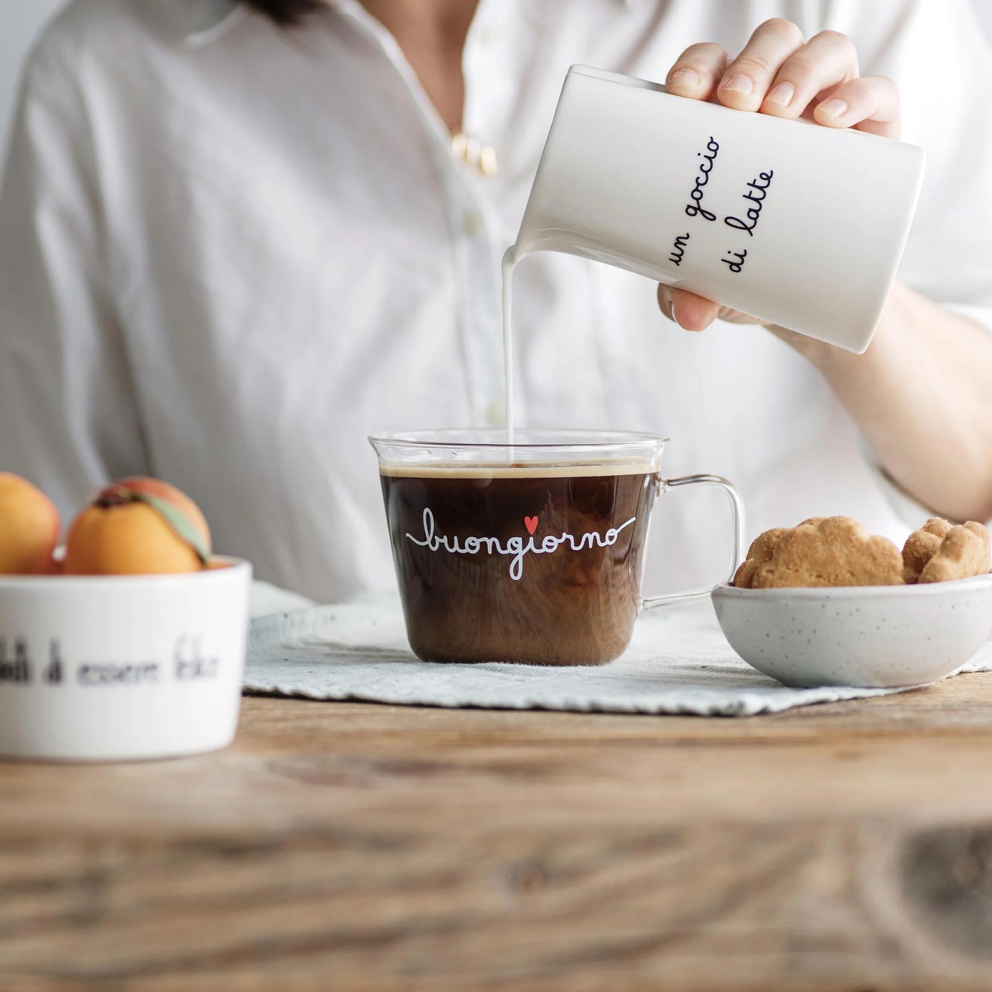 Tazza in vetro "buongiorno"