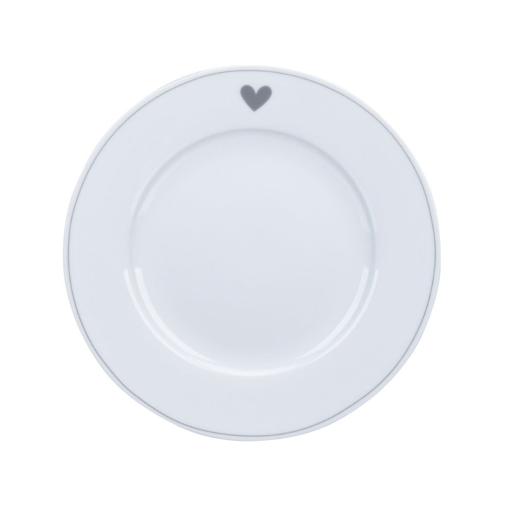 PIATTO DA DESSERT CUORICINO GRIGIO.