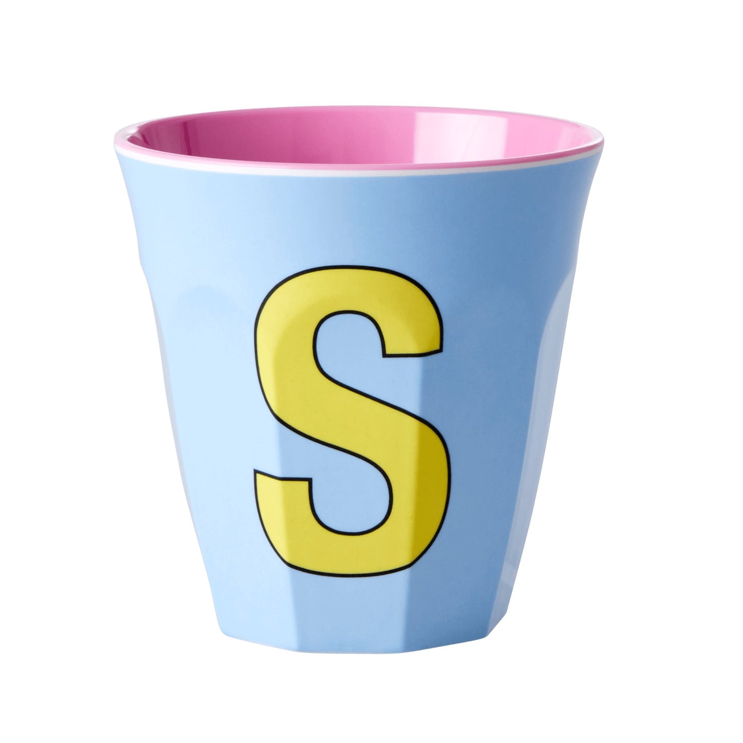 BICCHIERE IN MELAMINA AZZURRA CON LETTERA "S" - Bidibà
