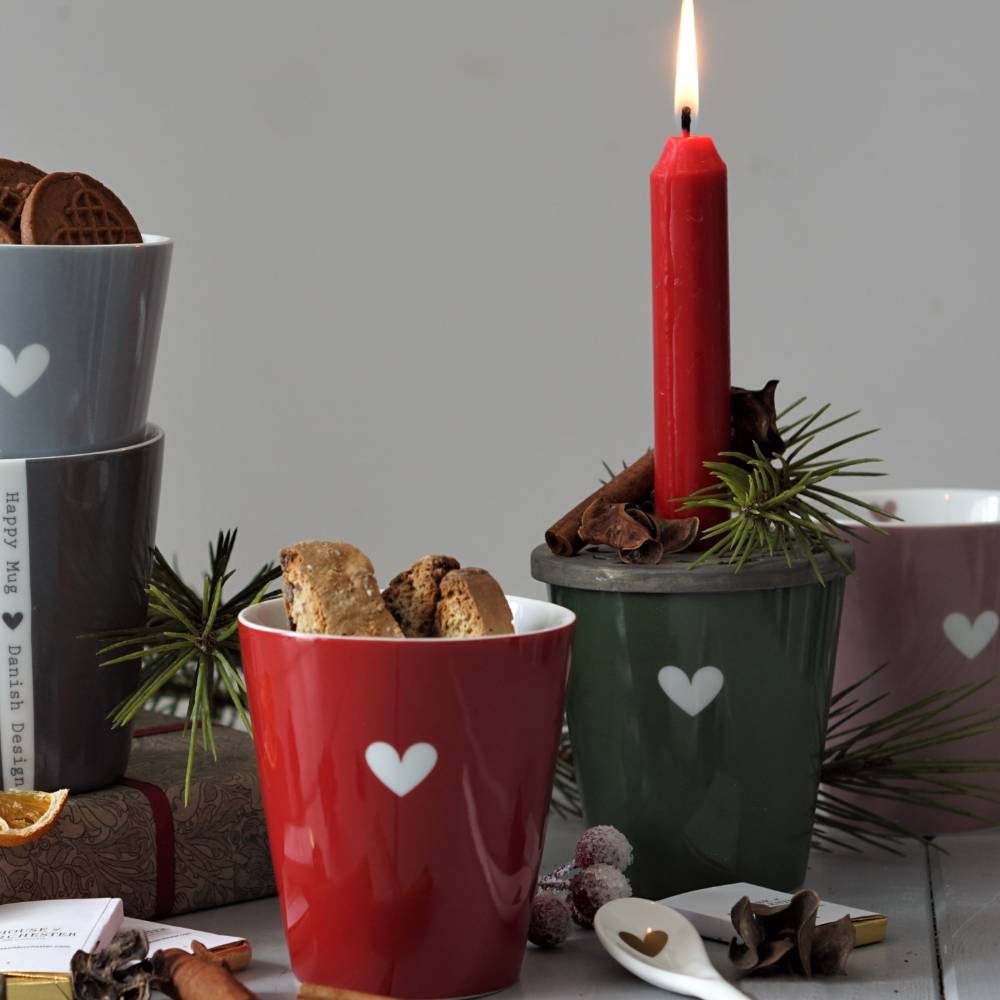 MUG COLOURFUL HEART OLIVE GREEN
