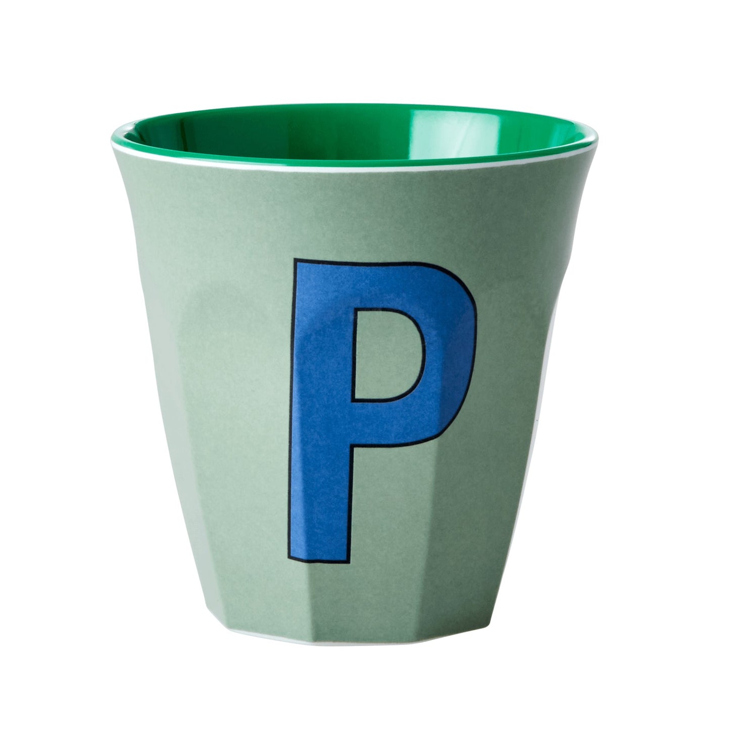 BICCHIERE IN MELAMINA VERDE CON LETTERA "P" - Bidibà