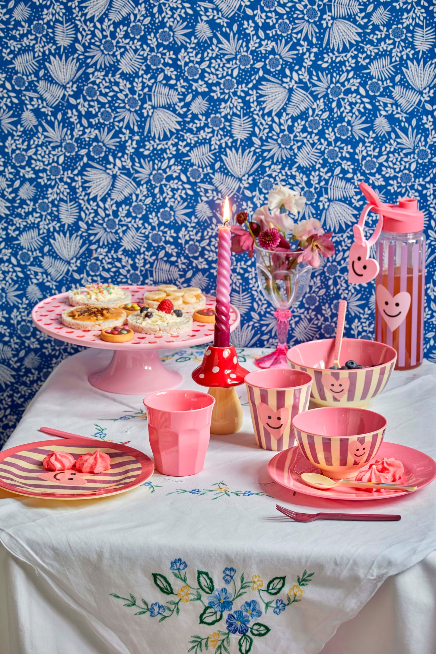 RICE BICCHIERE CON CUORE E RIGHE