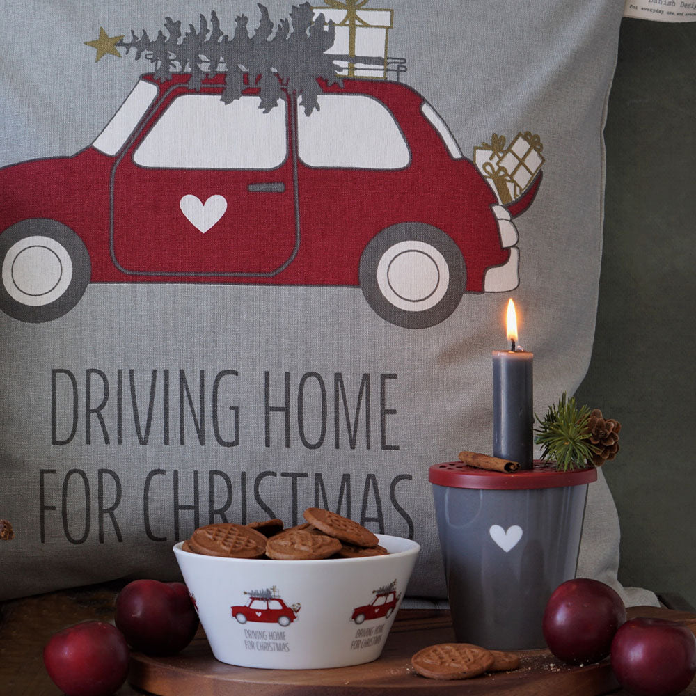 Bowl driving home red car
