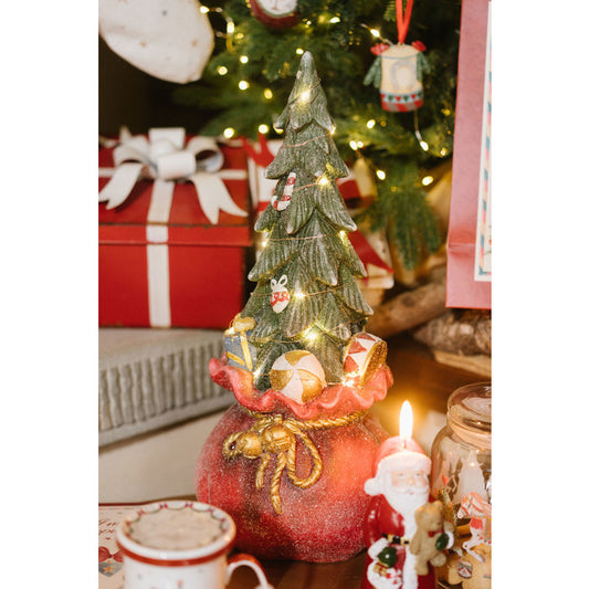 albero con sacco e led