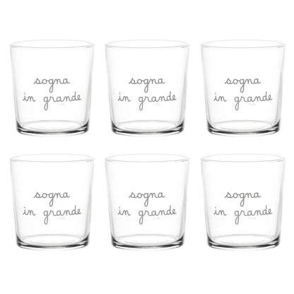 Set 6 bicchieri "sogna in grande"