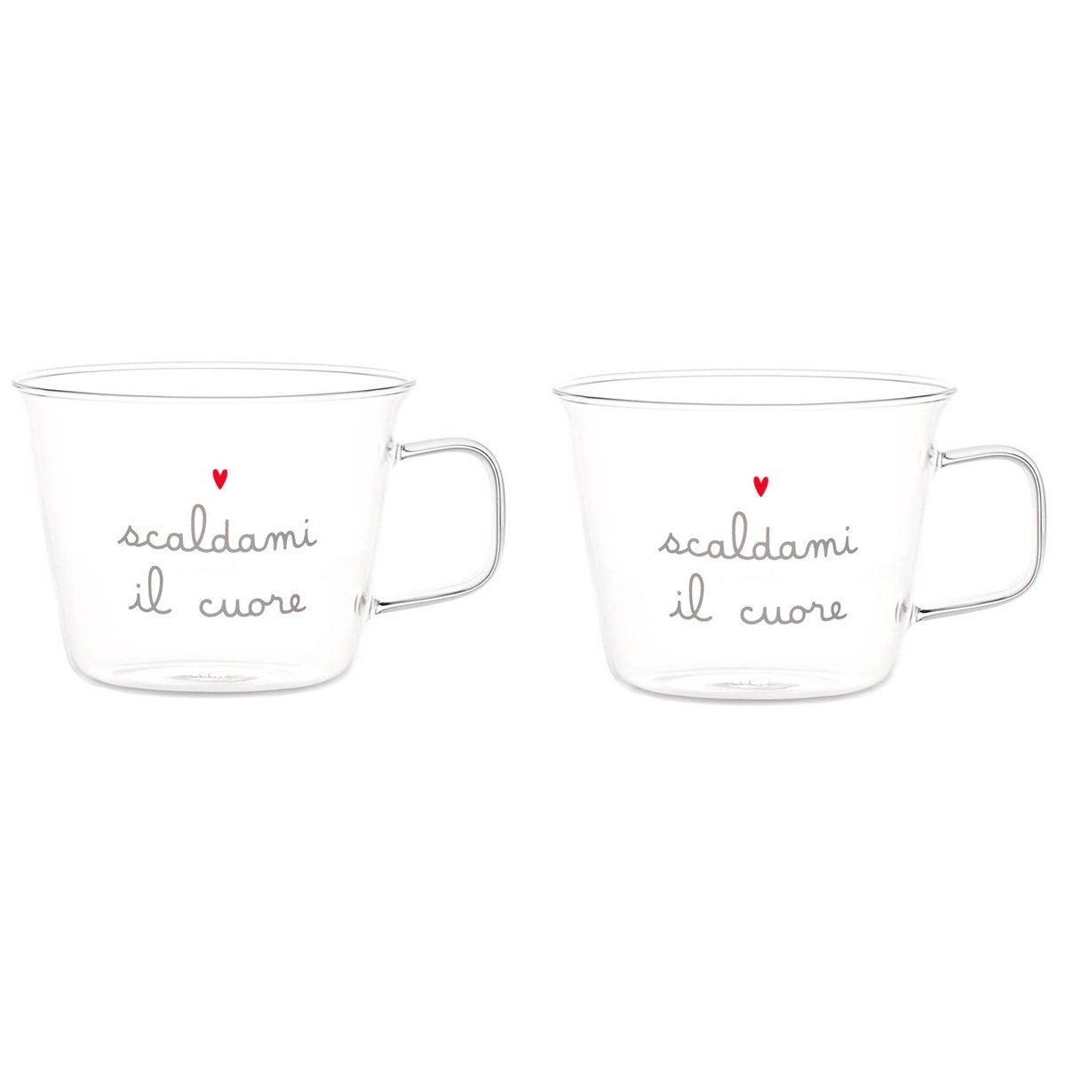 Tazza in vetro "scaldami il cuore"