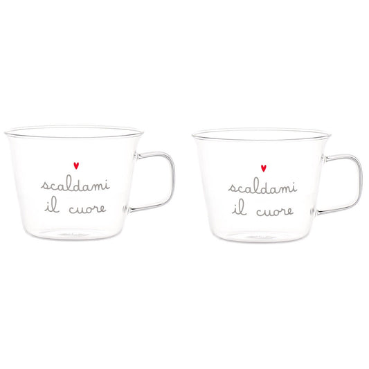 Tazza in vetro "scaldami il cuore"
