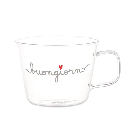 Tazza in vetro "buongiorno"