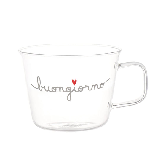 Tazza in vetro "buongiorno"